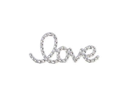 4 silver metal letters love diamond 4cm x 2 2cm x 0 2cm