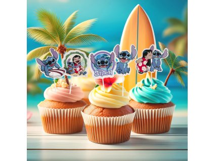 Ozdoby na cupcakes - Stitch 16 ks
