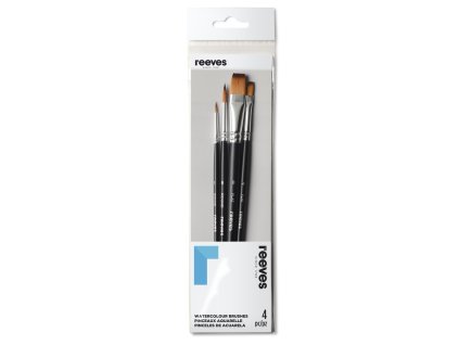 780804866179 RVS SYNTHETIC WATERCOLOUR BRUSH SHORT HANDLE X4 SET [FRONT] 780804866179