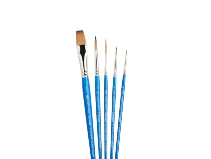 884955080702 W&N COTMAN WATER COLOURS BRUSH SHORT HANDLE 5PK [CLOSE UP]