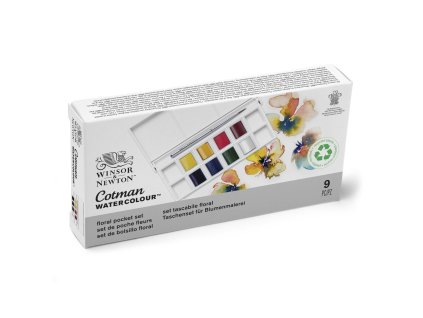 884955081129 W&N COTMAN WATERCOLOUR 8HP FLORAL POCKET SET [ANGLE]