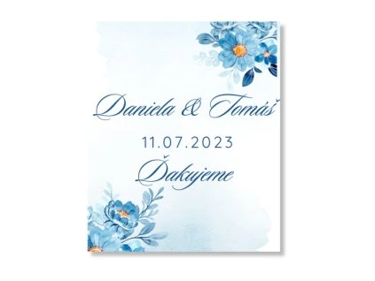 Visačka na darček - Modré kvetiny