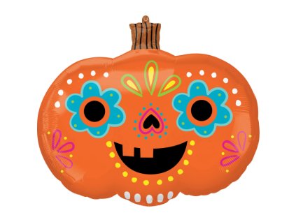 Balon Foliowy Dyniowy - Dia de Los Muertos 60 x 58 cm