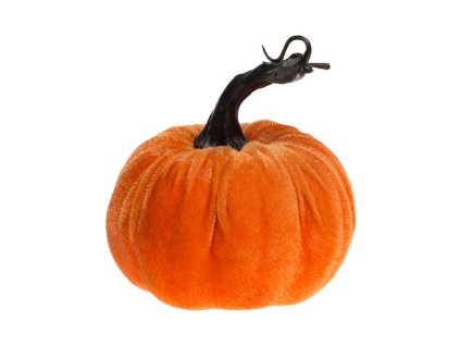 citrouille velours orange dia 10cm x 7 11cm ht
