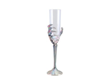 coupe transparente main squelette irisee dia base 6 5cm dia coupe 4 5cm x 26cm