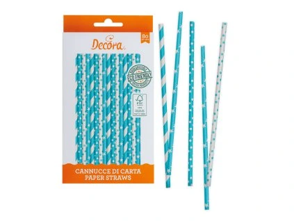 Papierové slamky - Modré MIX 80 ks