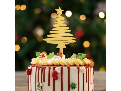 354168 CAKE TOPPER ARBOL NAVIDAD ORO 16.58CM 5