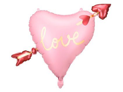 Fóliový balón - Srdce so šípom „Love“ 66 x 48 cm