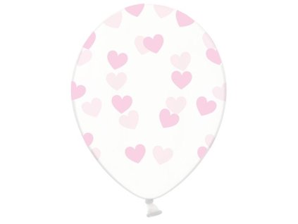 Balónik - Priesvitný s ružovými srdcami