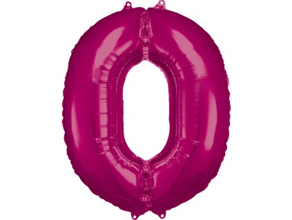 Balonik foliowy cyfra na urodziny 0 różowy 86 cm