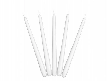 Kónická sviečka biela - matná 24 cm