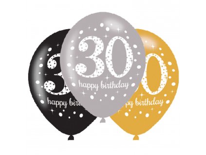 32905 latexove balony narodeninove cislo 30 6 ks