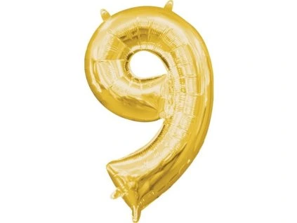Mini fóliový balón číslo 9 zlatý 33 cm