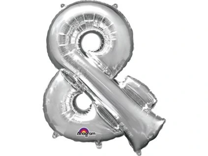 Mini fóliový balónik symbol & 33 cm strieborný