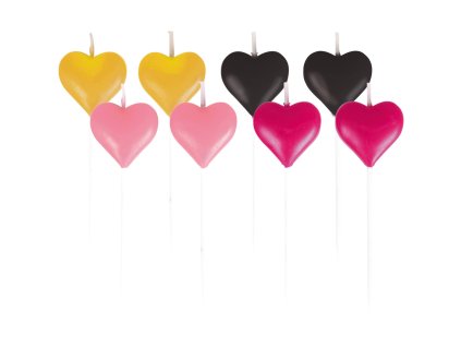 Mini sviečky srdiečka 6,3 cm 8 ks