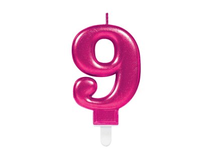25836 1 narodeninova sviecka 9 magenta 8 cm 1 ks