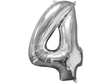 44381 foliovy balon narodeninove cislo 4 strieborny 66cm
