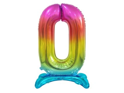 Samostojaci fóliový balón 0 dúhový 74 cm