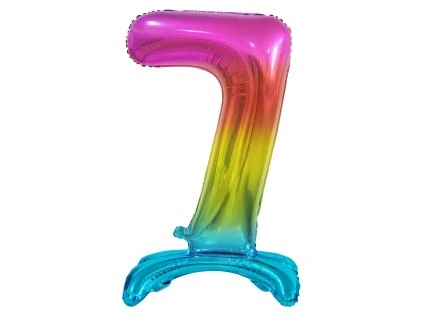 Samostojaci fóliový balón 7 dúhový 74 cm