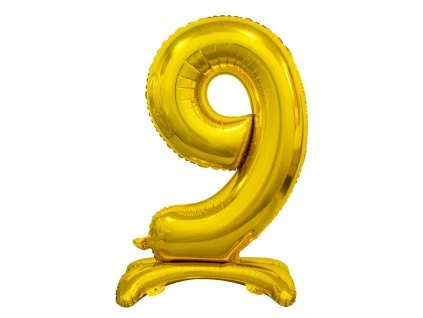 Samostojaci fóliový balón 9 zlatý 74 cm