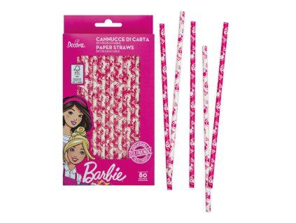 Papierové slamky - Barbie 80 ks