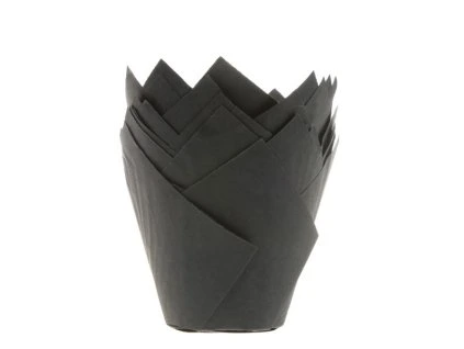 Košíčky na muffiny čierne tulipán 36 ks