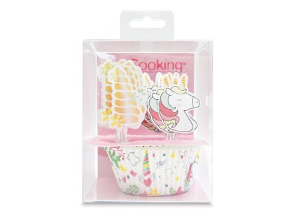 Papilotki do pieczenie i ozdoby na cupcakes - zestaw z jednorożcem 24 szt.
