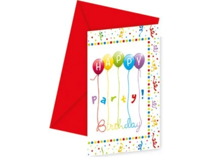 Pozvánky Veselé narodeniny 6 ks