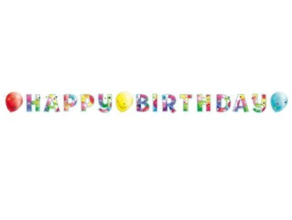 Banner Happy Birthday - Farebné balóny