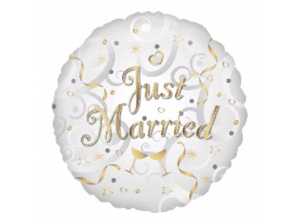 58755 1 foliovy balon just married zlatobiely