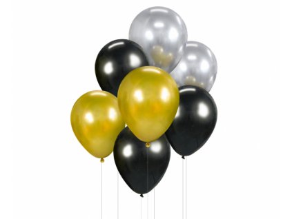 65317 balonova kytica cierna zlata strieborna 7 ks