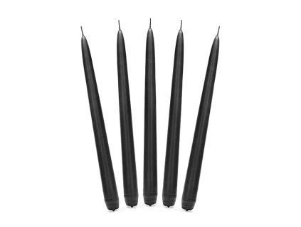 Kónická sviečka čierna - matná 24 cm