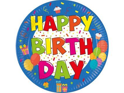 Kvalitné kompostovateľné taniere - Happy Birthday 8 ks