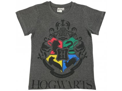 Detské tričko - Harry Potter Hogwarts tmavosivé (Rozmiar - dzieci 134)