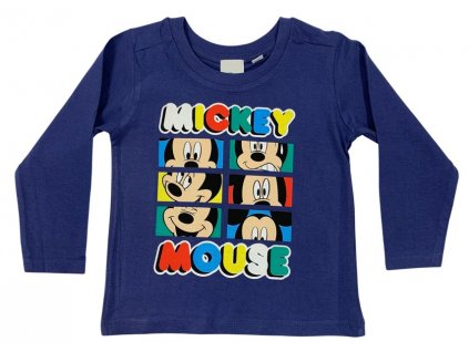 Chlapčenské tričko s dlhým rukávom - Mickey Mouse tmavomodré (Rozmiar - dzieci 110/116)