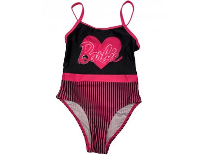 Jednodielne plavky - Barbie čierno-ružové (Rozmiar - dzieci 104/110)