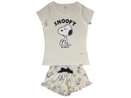 Dámske pyžamo - Snoopy krémové (Rozmiar - dzieci L)