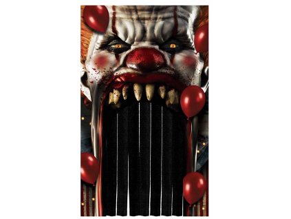 73692 visiaca dekoracia zaves halloween klaun 145 x 240 cm