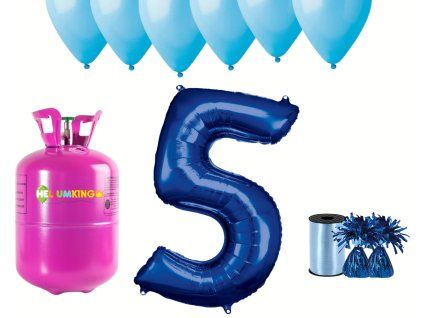 Hélium párty set na 5. narodeniny s modrými balónmi
