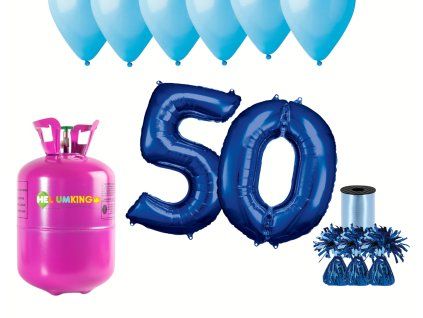 Hélium párty set na 50. narodeniny s modrými balónmi