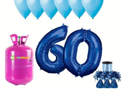 Hélium párty set na 60. narodeniny s modrými balónmi