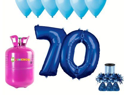 Hélium párty set na 70. narodeniny s modrými balónmi