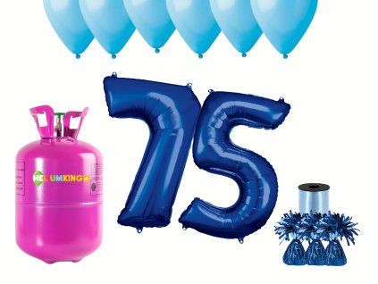 Hélium párty set na 75. narodeniny s modrými balónmi