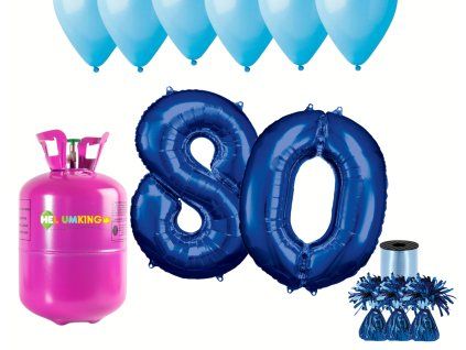 Hélium párty set na 80. narodeniny s modrými balónmi