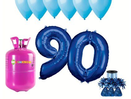 Hélium párty set na 90. narodeniny s modrými balónmi
