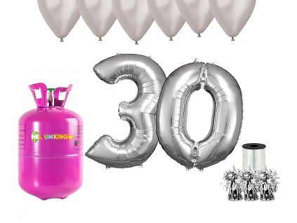 Hélium párty set na 30. narodeniny so striebornými balónmi