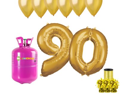 Helowy zestaw imprezowy na 90. urodziny ze złotymi balonami