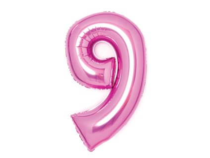 Balon foliowy urodzinowa cyfra 9 różowy 66cm