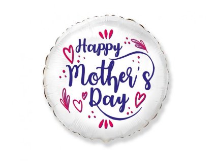 Balon foliowy - Mother's day, 48 cm, okrągły, biały