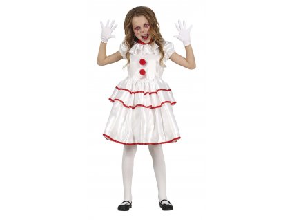 Dievčenský kostým - Klaun biely (Rozmiar - dzieci M)